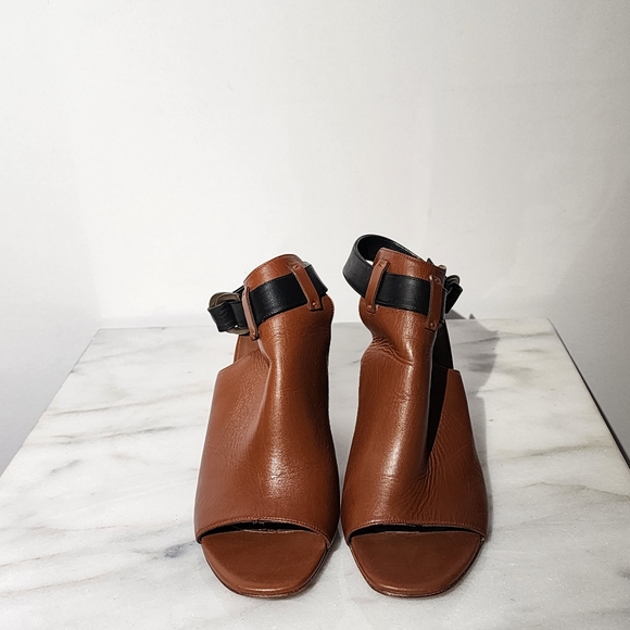 DELMAN Cognac Brown Glove Leather Shoe Bootie w/Open Toe & Heel Blk Ankl… - Picture 5 of 8